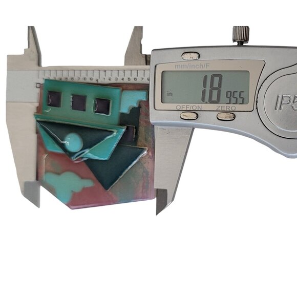 Lucinda Green Blue Pink House Pin L11 - Picture 6 of 8